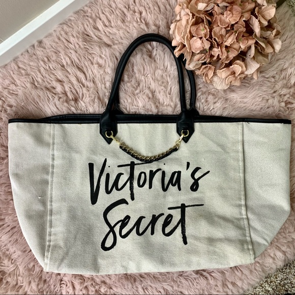 Victoria's Secret Handbags - Victoria's Secret Large Chain Canvas Tote
